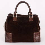 Loewe Amazona 28 Brown and Suede Croc Embossed