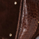 Loewe Amazona 28 Brown and Suede Croc Embossed