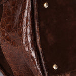 Loewe Amazona 28 Brown and Suede Croc Embossed