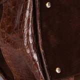 Loewe Amazona 28 Brown and Suede Croc Embossed