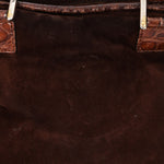 Loewe Amazona 28 Brown and Suede Croc Embossed