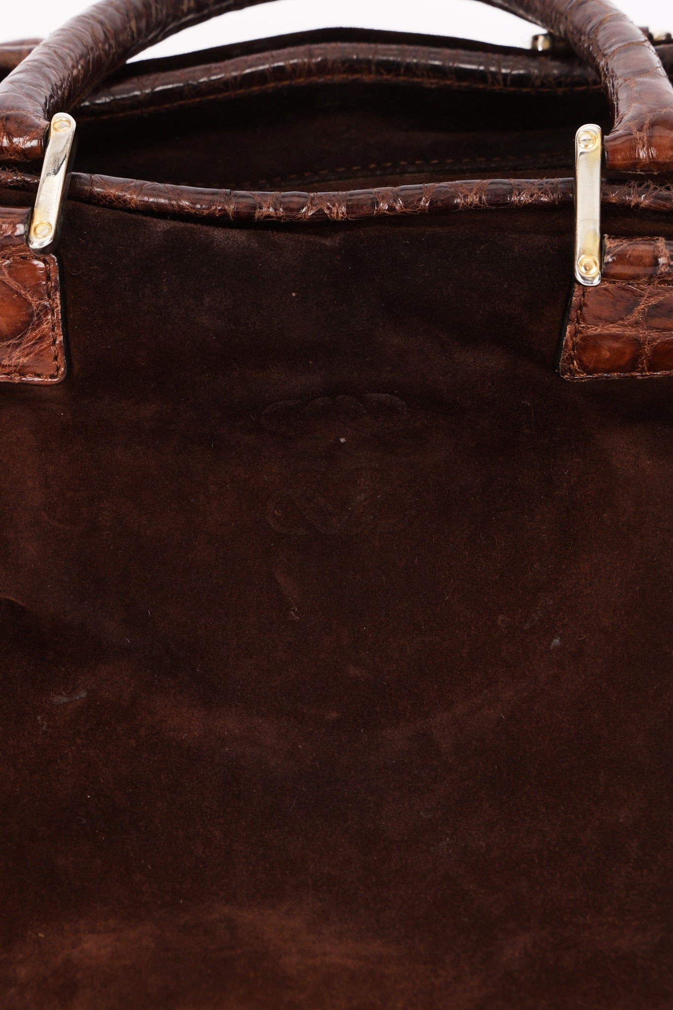 Loewe Amazona 28 Brown and Suede Croc Embossed