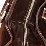 Loewe Amazona 28 Brown and Suede Croc Embossed