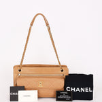 Chanel Turnlock Front Pocket Shoulder Bag Brown Suede and Calfskin AGHW