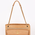 Chanel Turnlock Front Pocket Shoulder Bag Brown Suede and Calfskin AGHW