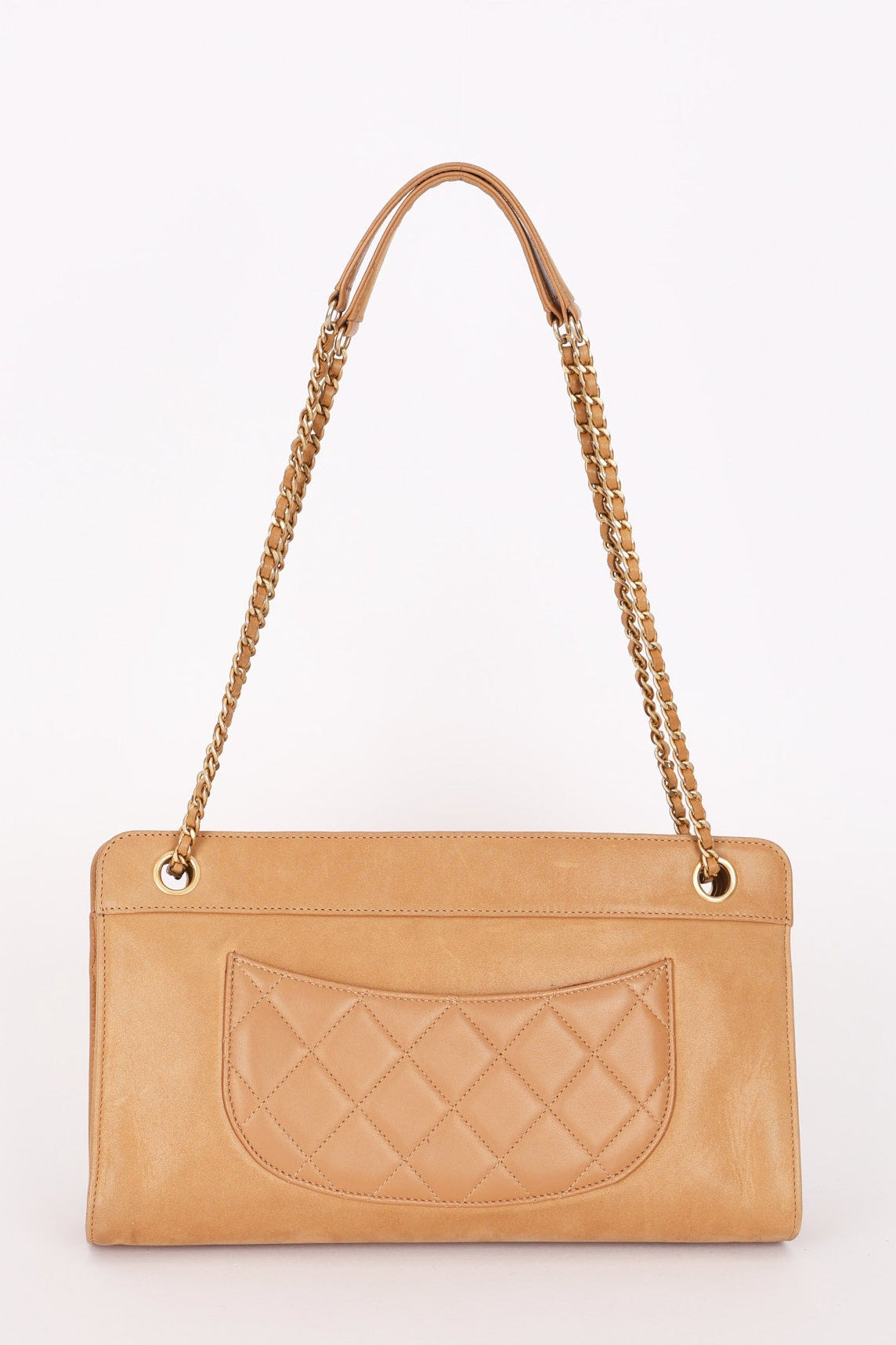 Chanel Turnlock Front Pocket Shoulder Bag Brown Suede and Calfskin AGHW