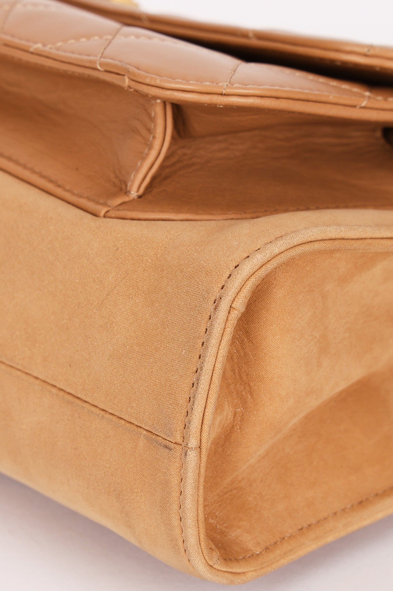 Chanel Turnlock Front Pocket Shoulder Bag Brown Suede and Calfskin AGHW