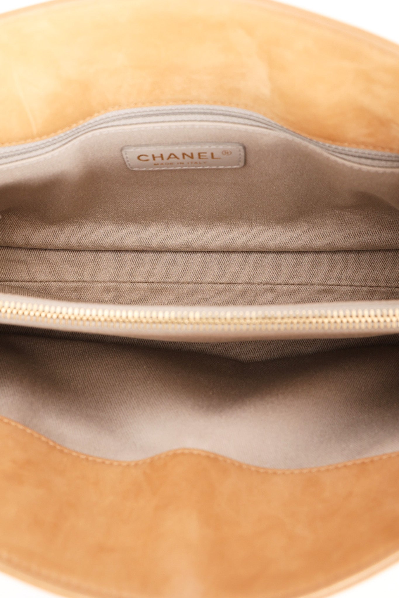 Chanel Turnlock Front Pocket Shoulder Bag Brown Suede and Calfskin AGHW