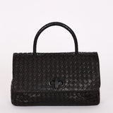 Bottega Veneta Turnlock Intrecciato Top Handle Bag