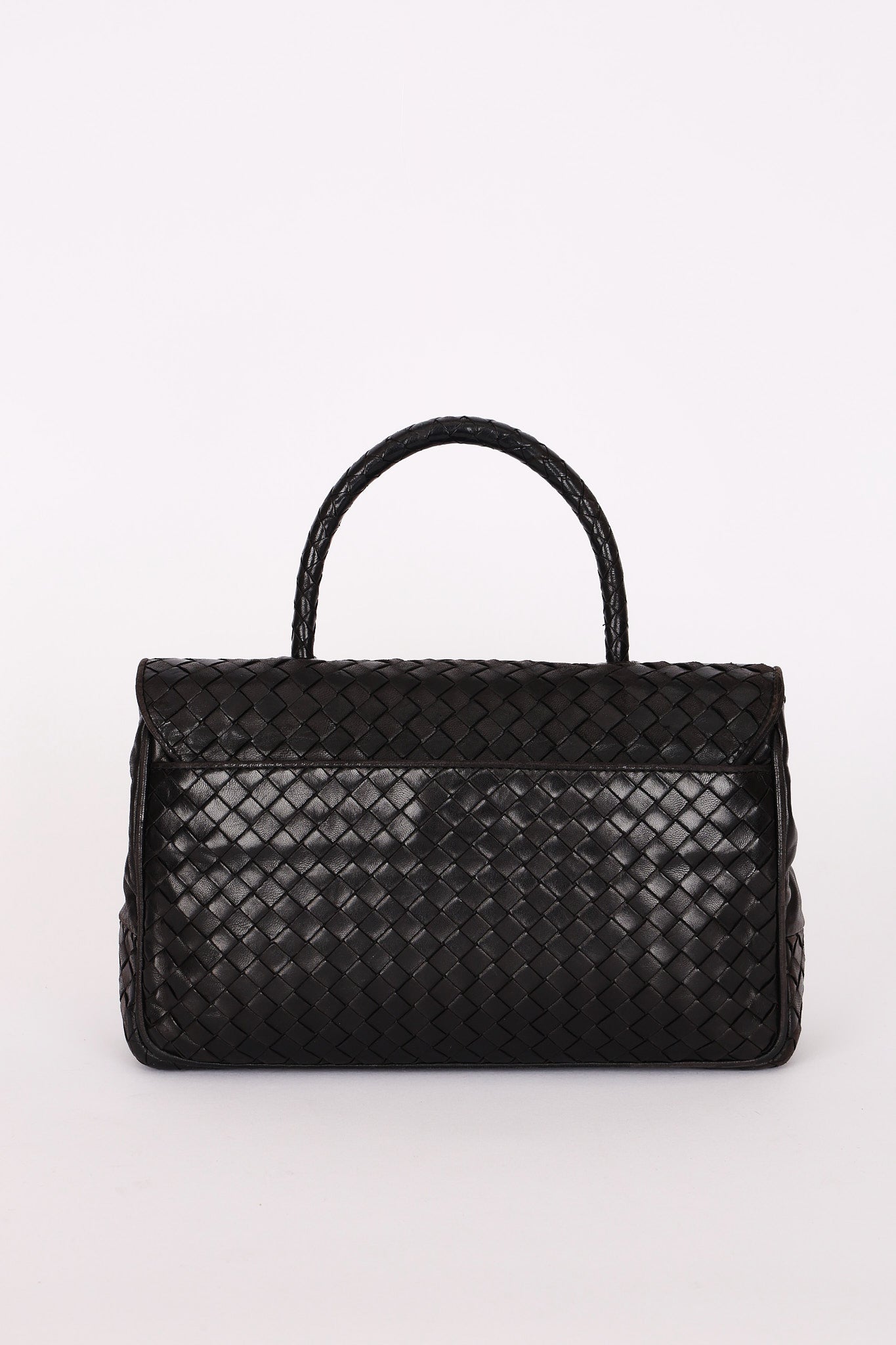 Bottega Veneta Turnlock Intrecciato Top Handle Bag