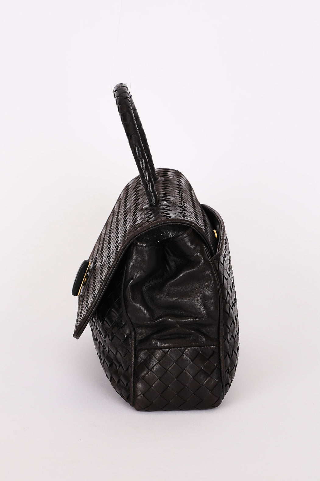 Bottega Veneta Turnlock Intrecciato Top Handle Bag