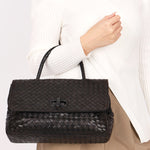 Bottega Veneta Turnlock Intrecciato Top Handle Bag