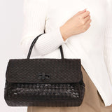 Bottega Veneta Turnlock Intrecciato Top Handle Bag