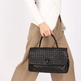 Bottega Veneta Turnlock Intrecciato Top Handle Bag