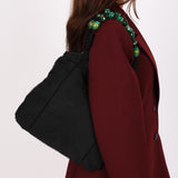 Prada Beaded Shoulder Bag Black Nylon