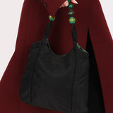 Prada Beaded Shoulder Bag Black Nylon