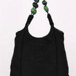 Prada Beaded Shoulder Bag Black Nylon