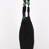 Prada Beaded Shoulder Bag Black Nylon