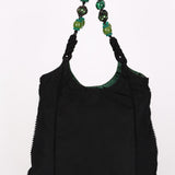 Prada Beaded Shoulder Bag Black Nylon