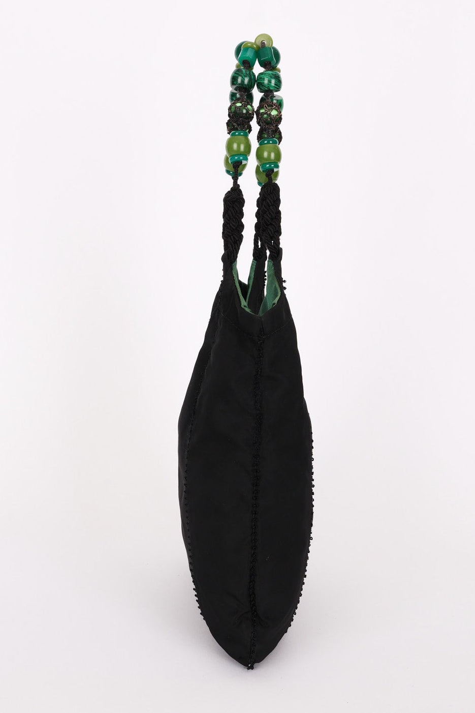 Prada Beaded Shoulder Bag Black Nylon