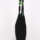 Prada Beaded Shoulder Bag Black Nylon