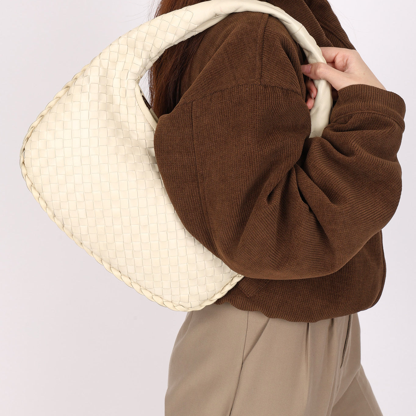 Bottega Veneta Intrecciato Hobo Cream