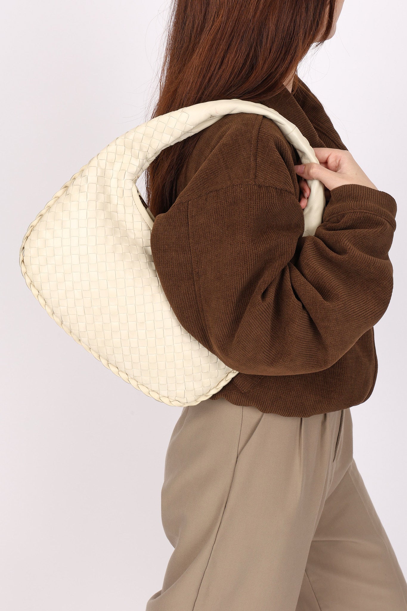 Bottega Veneta Intrecciato Hobo Cream