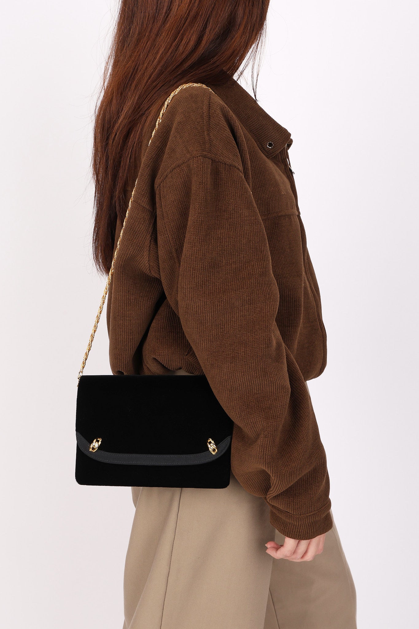 Gucci Velvet Clutch with Chain