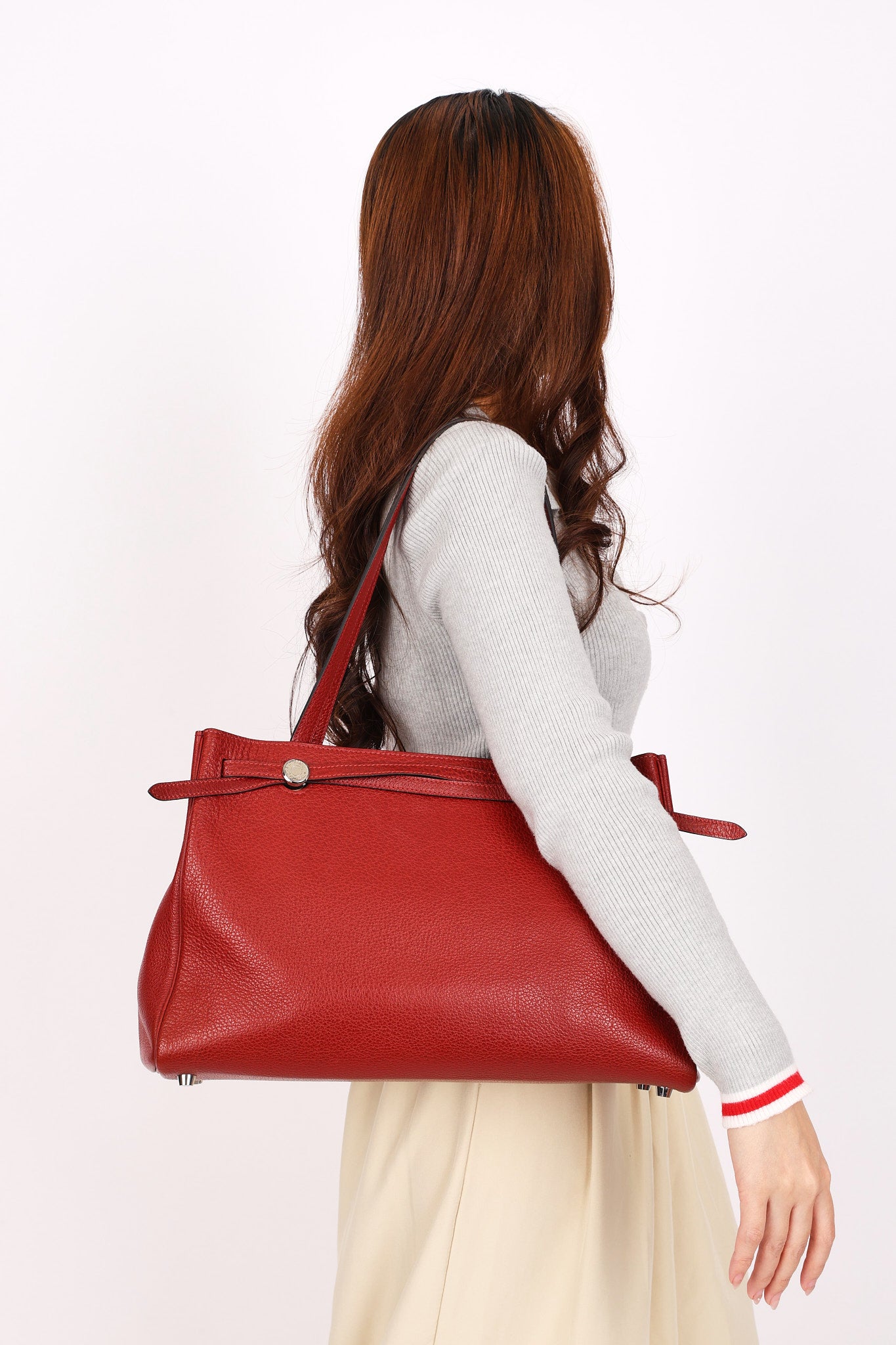 Hermès Cabana Tight Tote Rouge H Buffle Skipper PHW