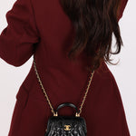 Chanel Mini Cocodoc Top Handle Bag Black Calfskin AGHW
