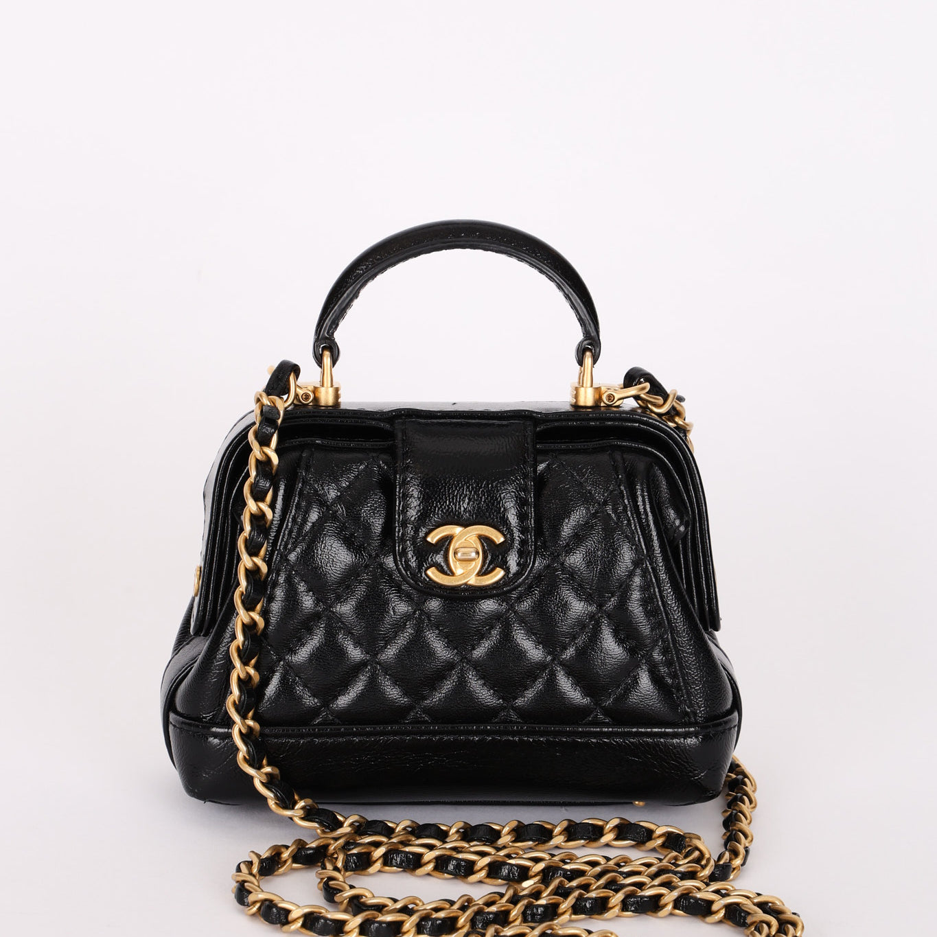 Chanel Mini Cocodoc Top Handle Bag Black Calfskin AGHW