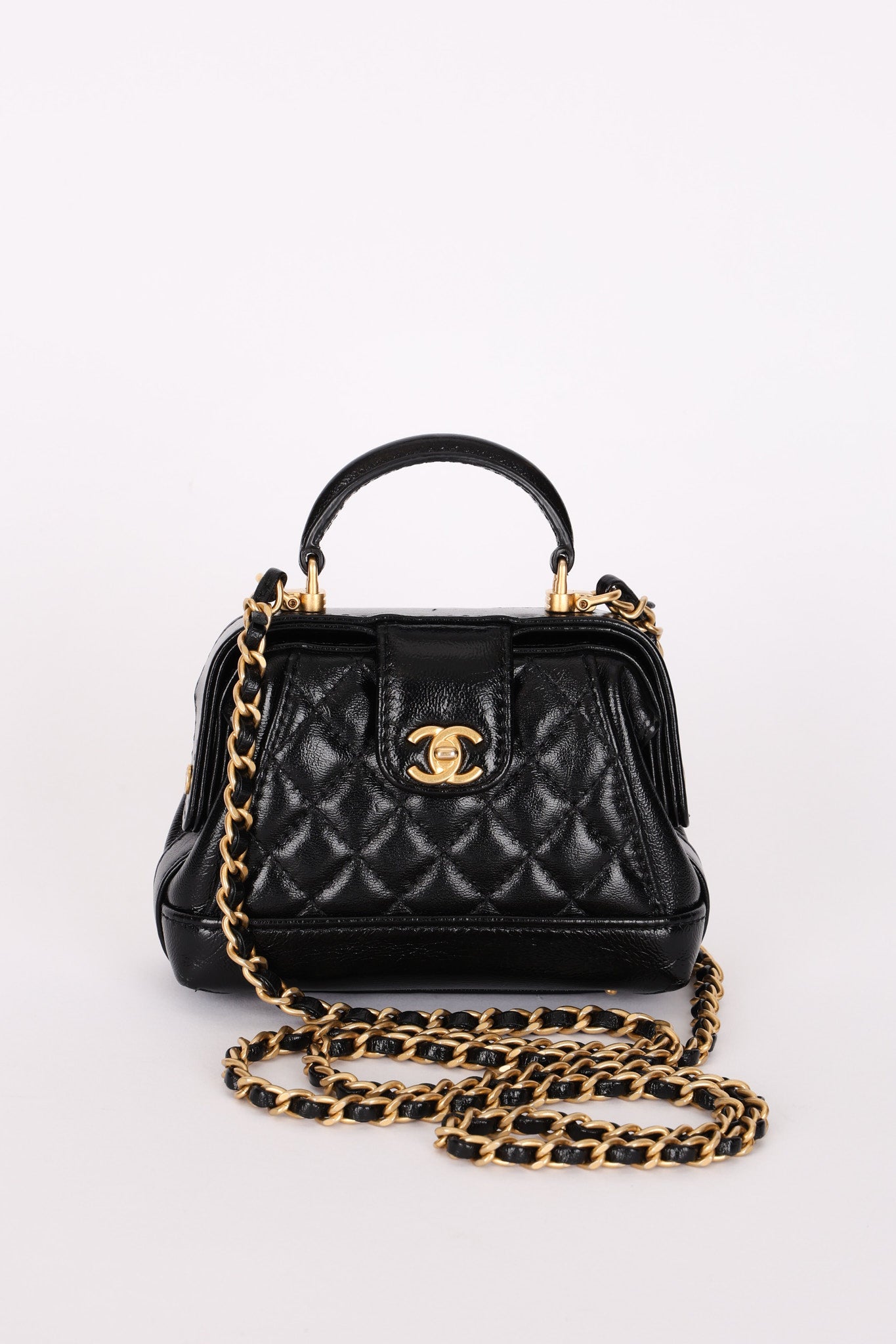 Chanel Mini Cocodoc Top Handle Bag Black Calfskin AGHW