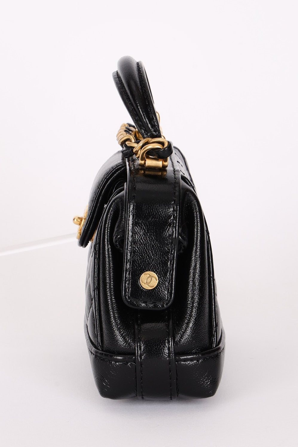 Chanel Mini Cocodoc Top Handle Bag Black Calfskin AGHW