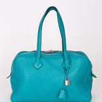 Hermès Victoria Bleu Turquoise Clemence PHW 2014