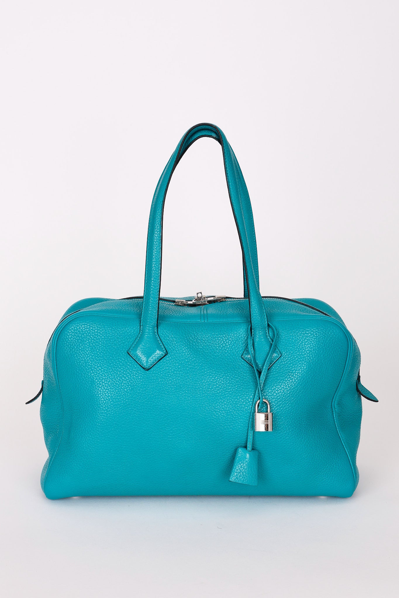 Hermès Victoria Bleu Turquoise Clemence PHW 2014