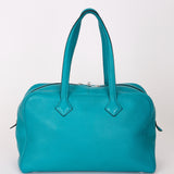 Hermès Victoria Bleu Turquoise Clemence PHW 2014