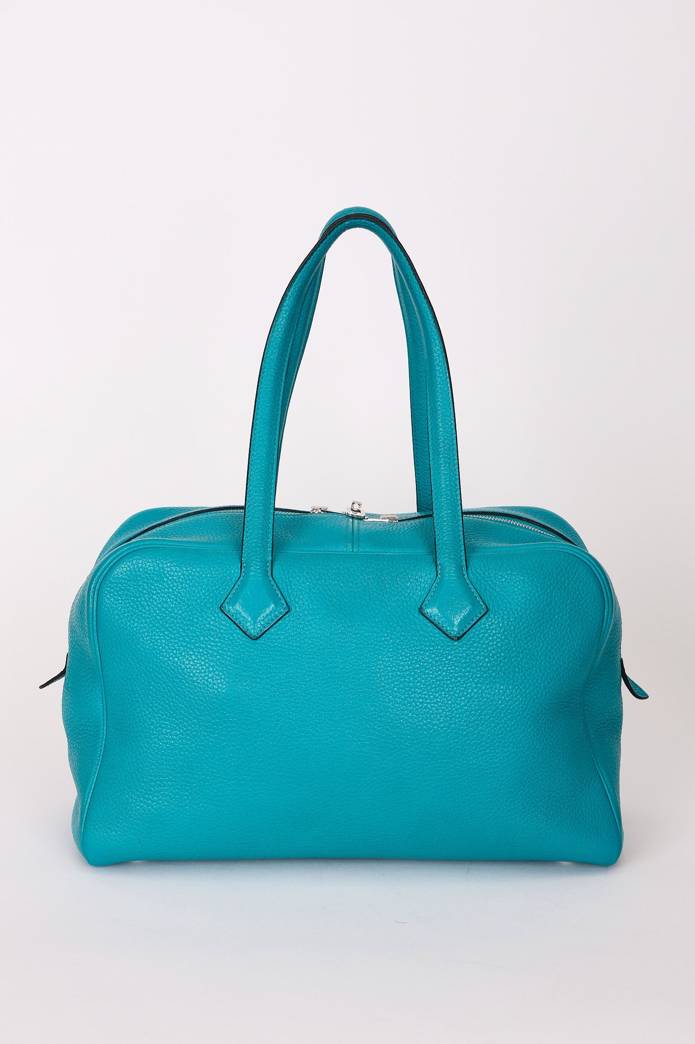 Hermès Victoria Bleu Turquoise Clemence PHW 2014