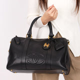 Chanel Timeless Boston Bag Black Caviar 24K GP