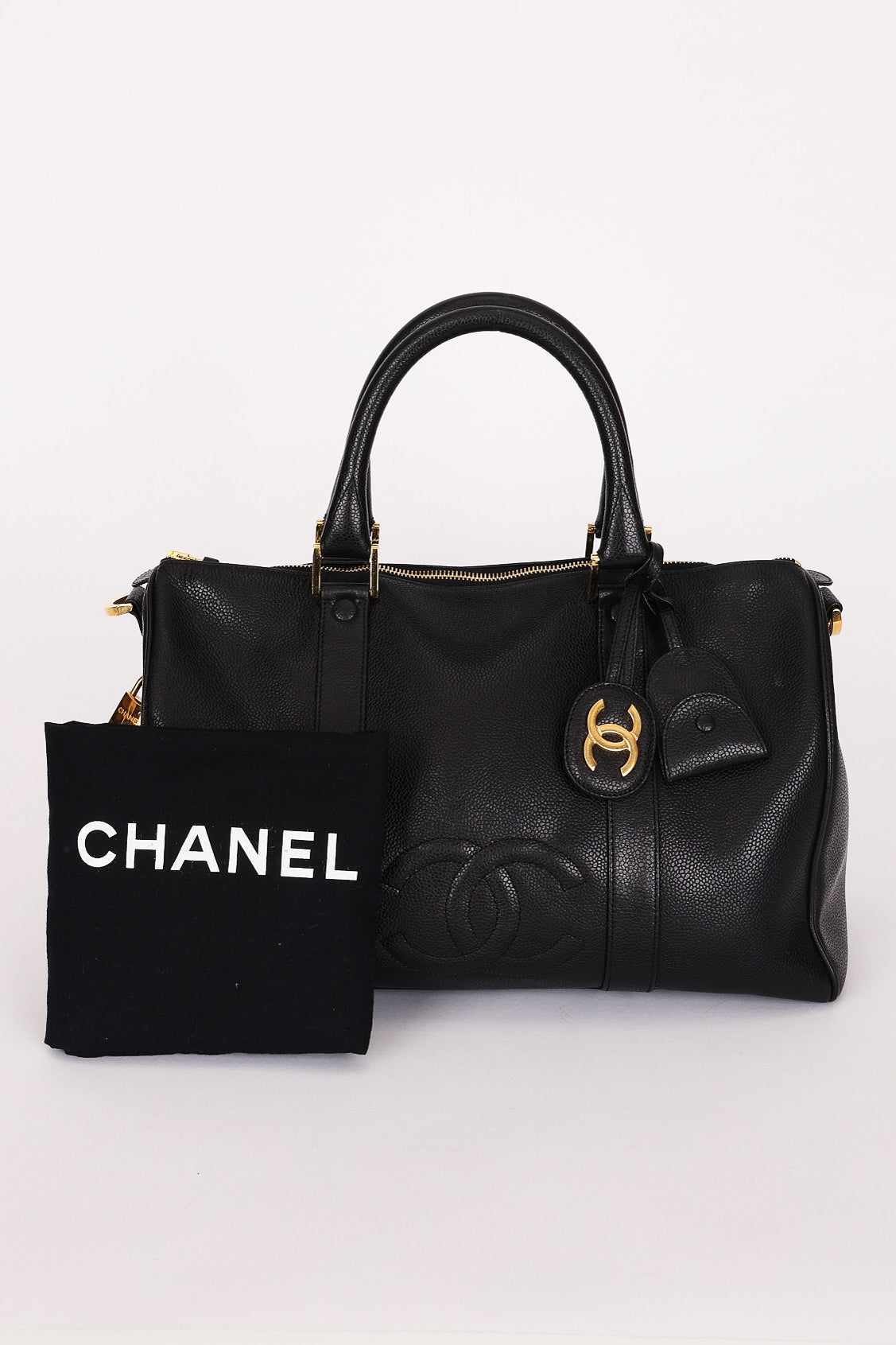 Chanel Timeless Boston Bag Black Caviar 24K GP