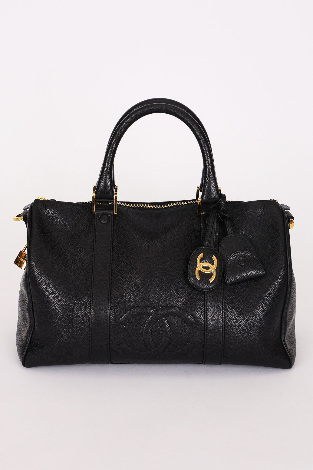 Chanel Timeless Boston Bag Black Caviar 24K GP