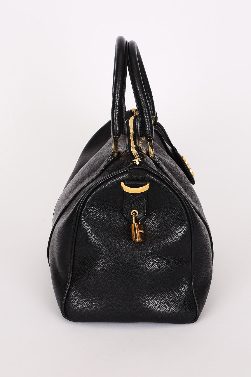 Chanel Timeless Boston Bag Black Caviar 24K GP