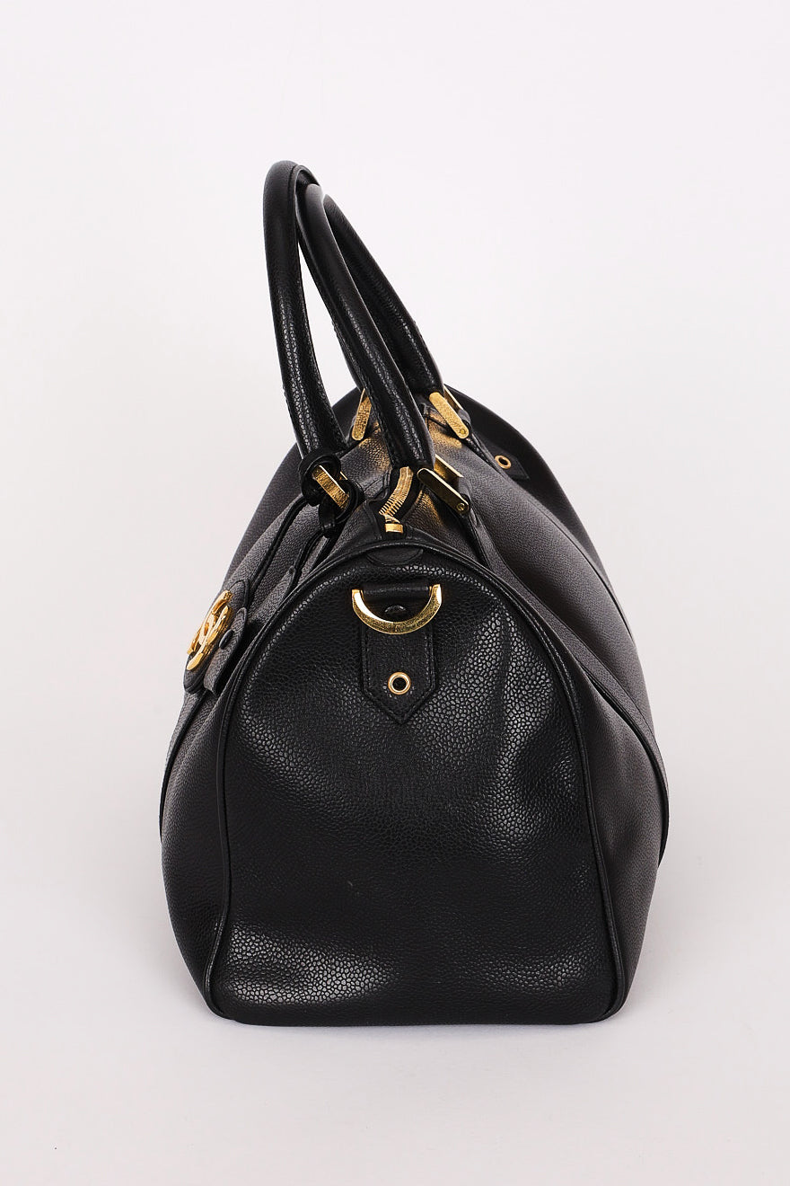 Chanel Timeless Boston Bag Black Caviar 24K GP