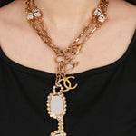 Chanel Gold CC Sunglasses Diamond Necklace