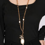 Chanel Gold CC Sunglasses Diamond Necklace