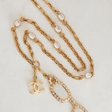 Chanel Gold CC Sunglasses Diamond Necklace