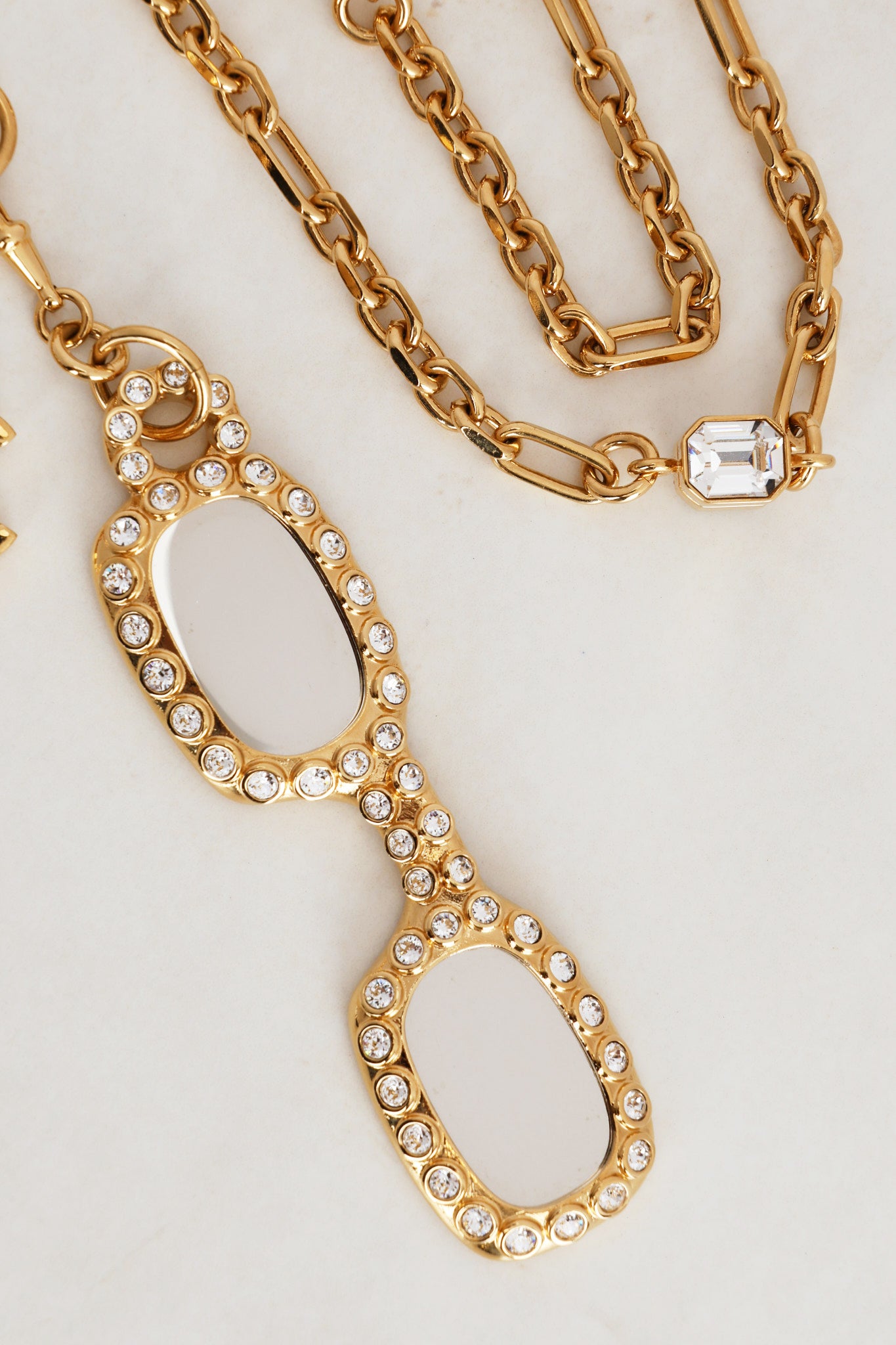 Chanel Gold CC Sunglasses Diamond Necklace