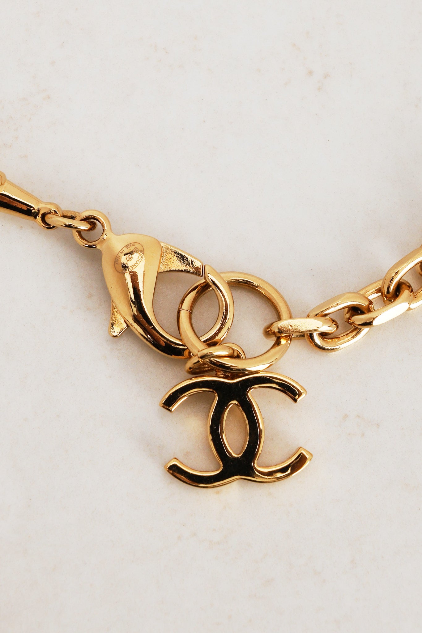 Chanel Gold CC Sunglasses Diamond Necklace