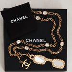 Chanel Gold CC Sunglasses Diamond Necklace