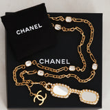 Chanel Gold CC Sunglasses Diamond Necklace