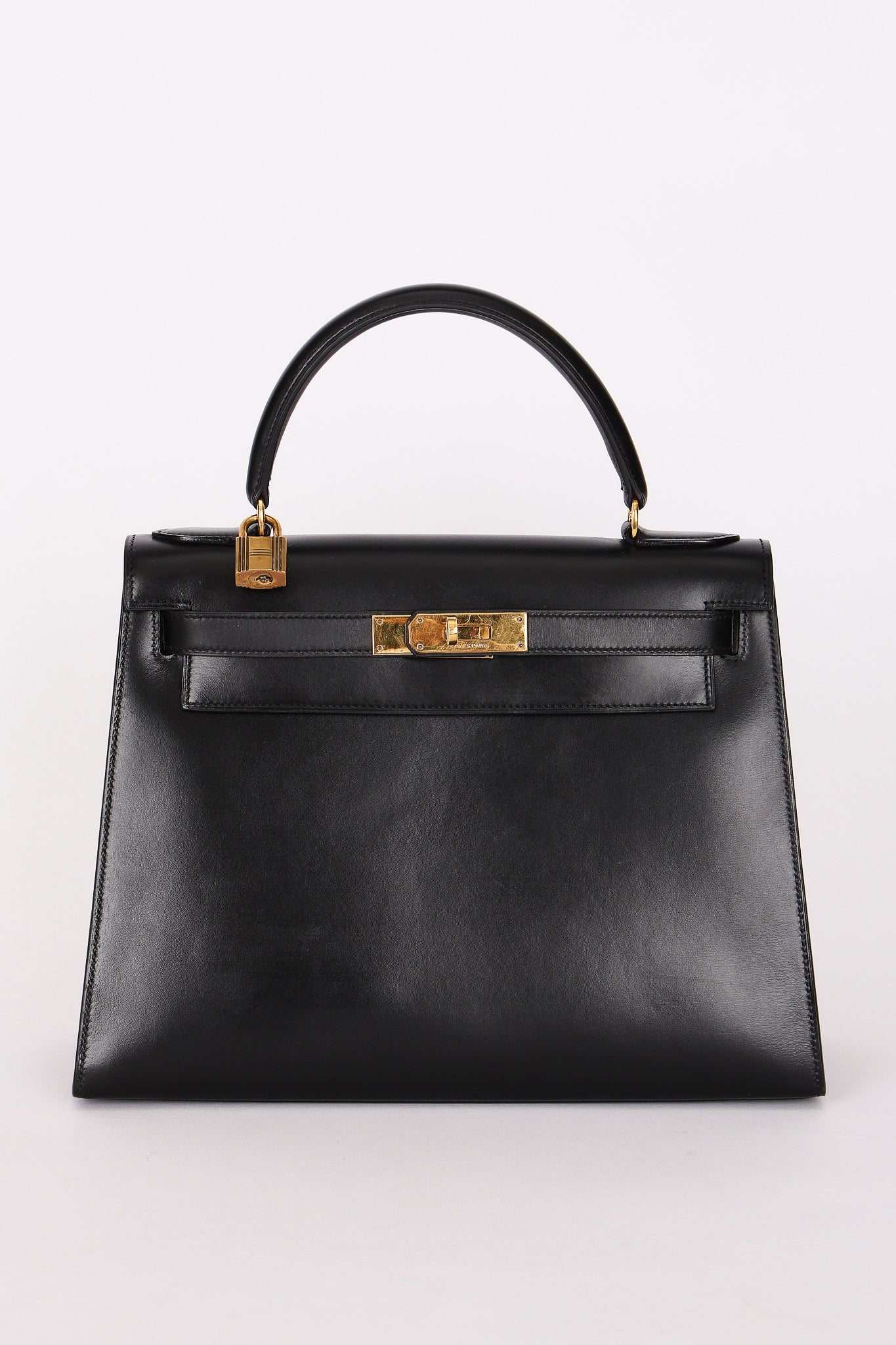 Hermès Kelly 28 Noir Box GHW 1977